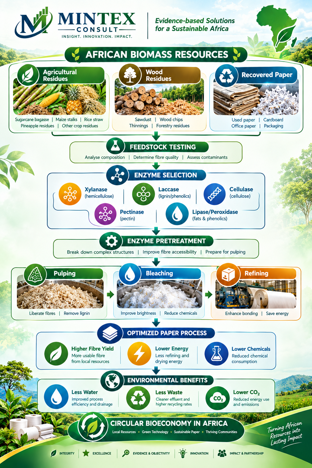 Applications and benefits of enzymes in African paper manufacturing